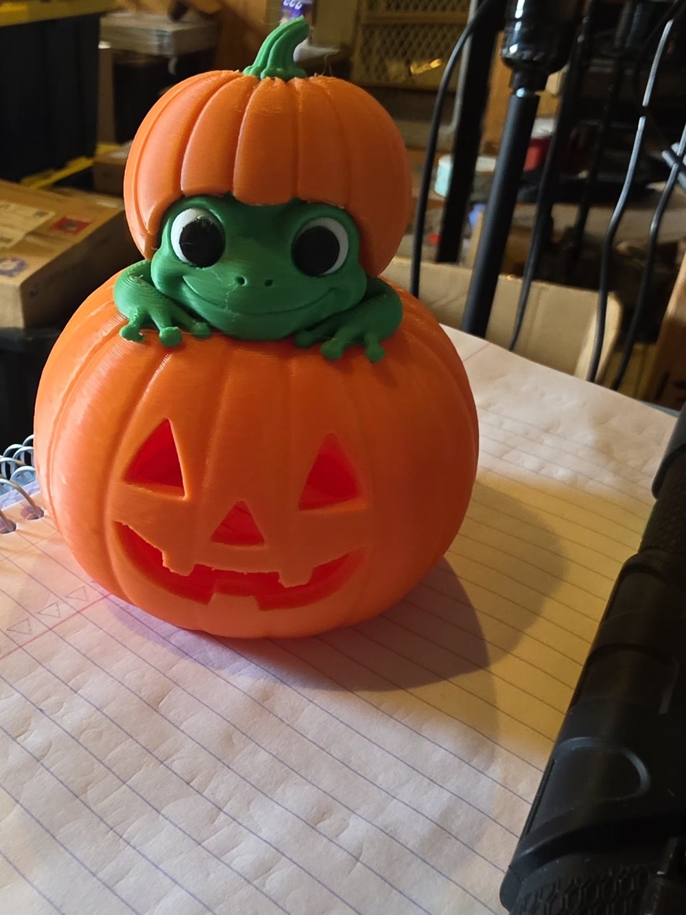 6" Frog Pumpkin TEA light FIGURINE FOR DECOR